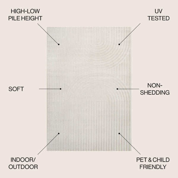HomeRoots 8' X 10' Ivory and Cream Striped Area Rug - Versatile Indoor/Outdoor Charm with Easy Maintenance 703730