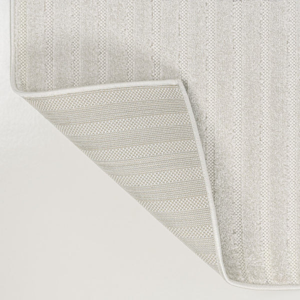 HomeRoots 8' X 10' Ivory and Cream Striped Area Rug - Versatile Indoor/Outdoor Charm with Easy Maintenance 703730