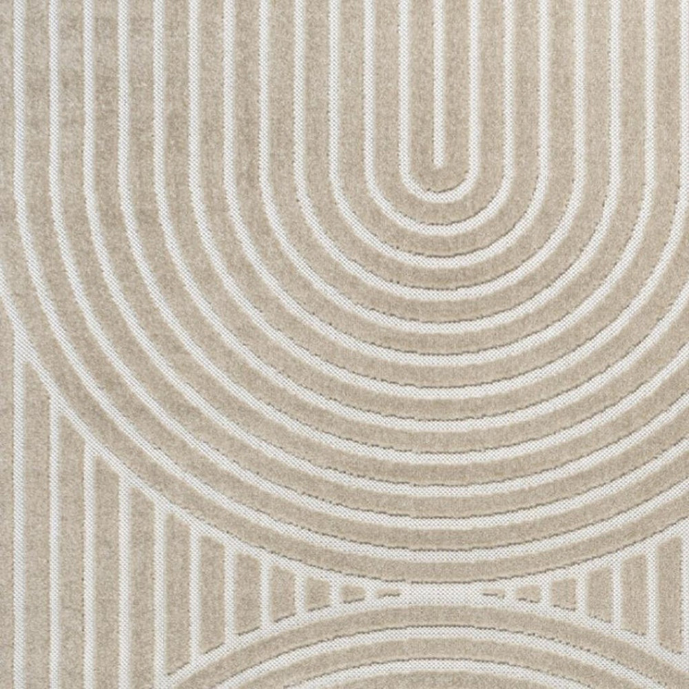 HomeRoots 8' X 10' Beige and Cream Striped Indoor/Outdoor Area Rug – Timeless Style for Modern Living Spaces 703731