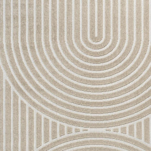 HomeRoots 8' X 10' Beige and Cream Striped Indoor/Outdoor Area Rug – Timeless Style for Modern Living Spaces 703731
