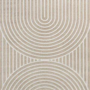 HomeRoots 8' X 10' Beige and Cream Striped Indoor/Outdoor Area Rug – Timeless Style for Modern Living Spaces 703731