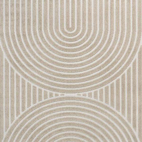 HomeRoots 8' X 10' Beige and Cream Striped Indoor/Outdoor Area Rug – Timeless Style for Modern Living Spaces 703731