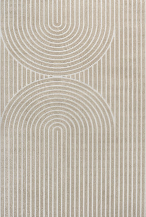 HomeRoots 8' X 10' Beige and Cream Striped Indoor/Outdoor Area Rug – Timeless Style for Modern Living Spaces 703731