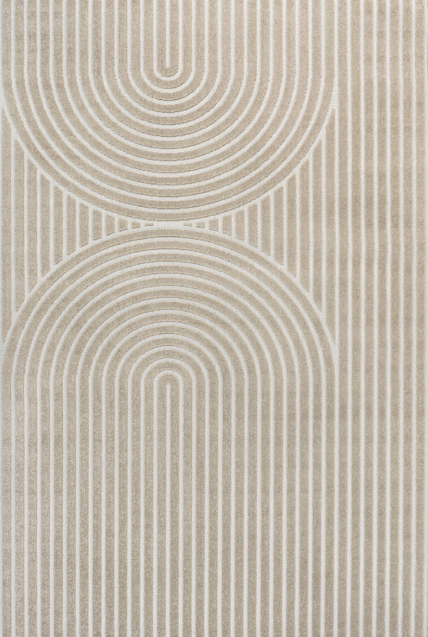 HomeRoots 8' X 10' Beige and Cream Striped Indoor/Outdoor Area Rug – Timeless Style for Modern Living Spaces 703731