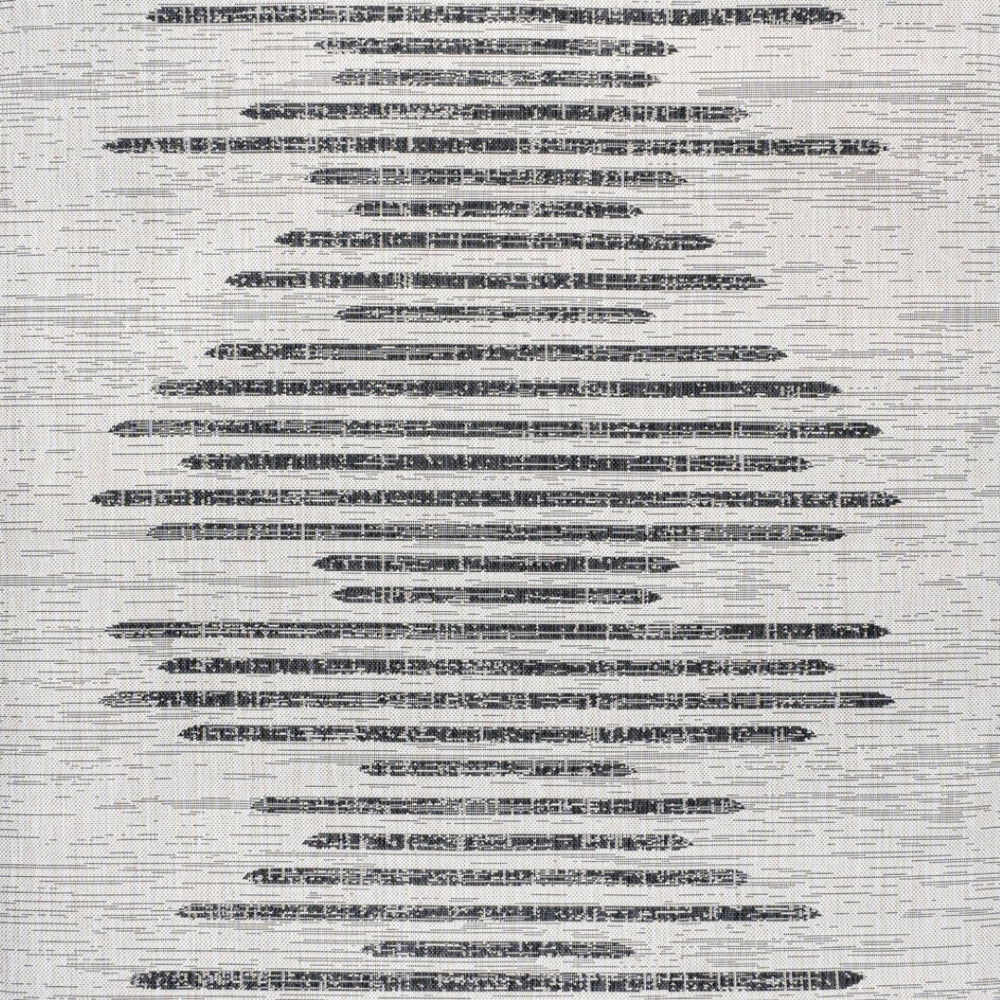 HomeRoots 6' Ivory and Black Square Striped Area Rug - Modern Geometric Design for Indoor/Outdoor Spaces 703736