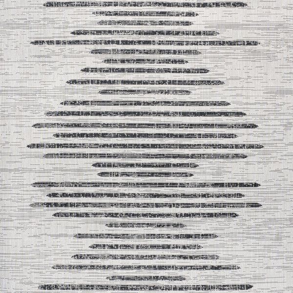 HomeRoots 6' Ivory and Black Square Striped Area Rug - Modern Geometric Design for Indoor/Outdoor Spaces 703736