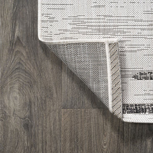 HomeRoots 8' Ivory and Black Round Striped Area Rug - Stylish, Durable Indoor/Outdoor Design for Any Space 703737