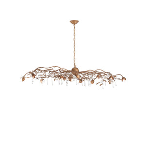 Chelsea House Bay Laurel Leaf Crystal Chandelier Italian Handcrafted Gold-Leaf Iron Frame Laurel Motifs With Sparkling Droplets 70376