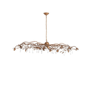 Chelsea House Bay Laurel Leaf Crystal Chandelier Italian Handcrafted Gold-Leaf Iron Frame Laurel Motifs With Sparkling Droplets 70376