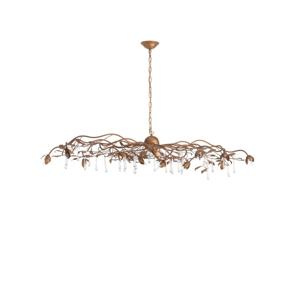 Chelsea House Bay Laurel Leaf Crystal Chandelier Italian Handcrafted Gold-Leaf Iron Frame Laurel Motifs With Sparkling Droplets 70376