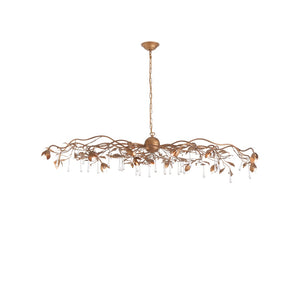 Chelsea House Bay Laurel Leaf Crystal Chandelier Italian Handcrafted Gold-Leaf Iron Frame Laurel Motifs With Sparkling Droplets 70376