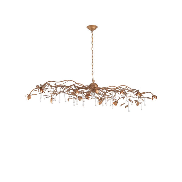 Chelsea House Bay Laurel Leaf Crystal Chandelier Italian Handcrafted Gold-Leaf Iron Frame Laurel Motifs With Sparkling Droplets 70376