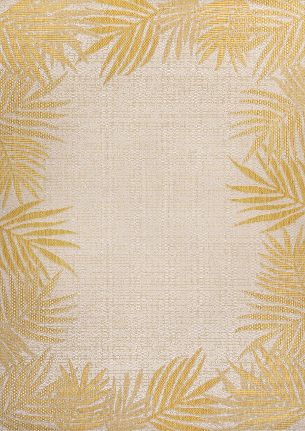 HomeRoots 8' X 10' Yellow & Cream Floral Indoor-Outdoor Rug - Durable, Easy Care, Perfect for Any Space! 703781