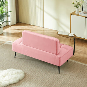 English Elm 54-inch Velvet Tufted Loveseat with Rotating Tray Table Nailhead Trim Compact Seating Pink W1359P438326
