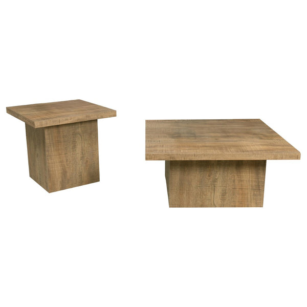 English Elm Square Engineered Wood Cocktail Table Matte Black Pedestal Base Modern Living Room B016P469793