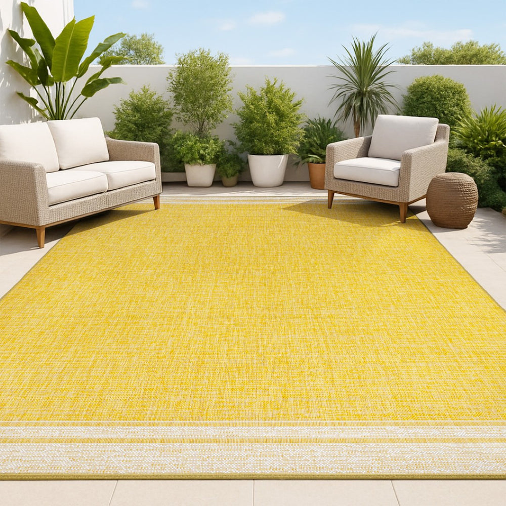 HomeRoots 8' X 10' Vibrant Yellow & Cream Area Rug – Stylish, Durable, Indoor/Outdoor Decor for Any Space 703795
