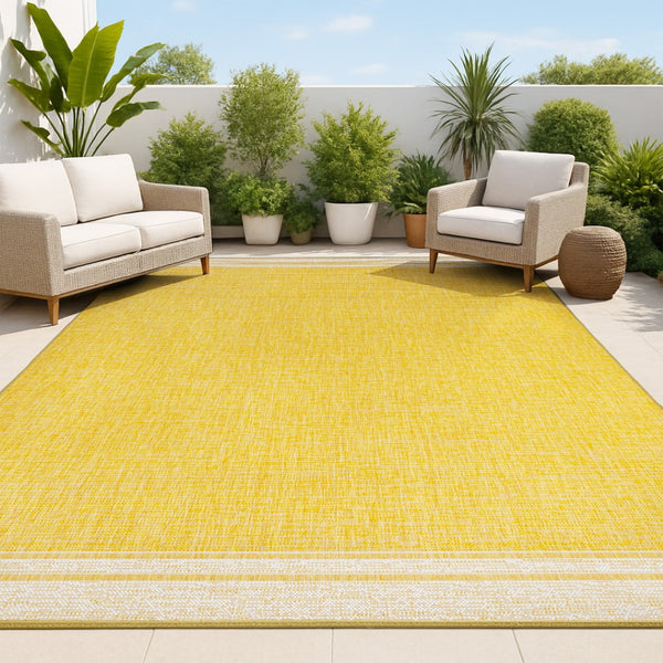 HomeRoots 8' X 10' Vibrant Yellow & Cream Area Rug – Stylish, Durable, Indoor/Outdoor Decor for Any Space 703795