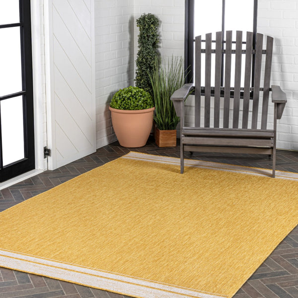 HomeRoots 8' X 10' Vibrant Yellow & Cream Area Rug – Stylish, Durable, Indoor/Outdoor Decor for Any Space 703795