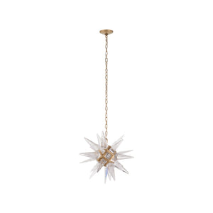 Chelsea House Vela Star-Shaped Glass Pendant Light In Polished Nickel | Sculptural 20" Fixture, Chain Mounting 70380