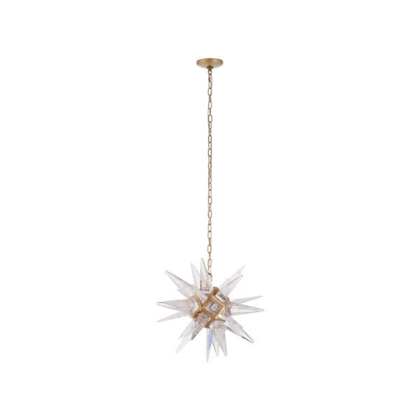 Chelsea House Vela Star-Shaped Glass Pendant Light In Polished Nickel | Sculptural 20" Fixture, Chain Mounting 70380