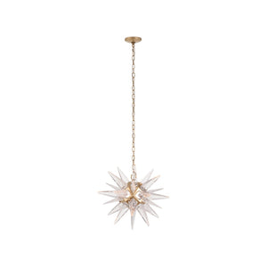 Chelsea House Vela Star-Shaped Glass Pendant Light In Polished Nickel | Sculptural 20" Fixture, Chain Mounting 70380