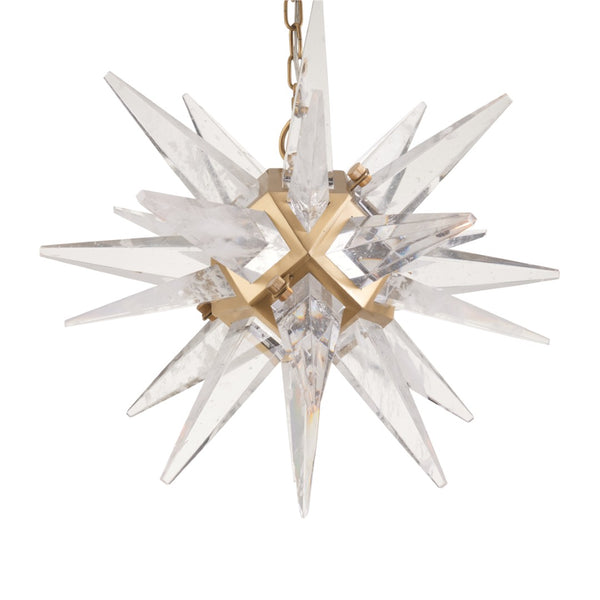 Chelsea House Vela Star-Shaped Glass Pendant Light In Polished Nickel | Sculptural 20" Fixture, Chain Mounting 70380