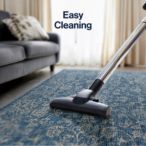 HomeRoots 5' Stylish Navy Blue and Gray Medallion Area Rug - Durable, Versatile for Indoor & Outdoor Spaces! 703806