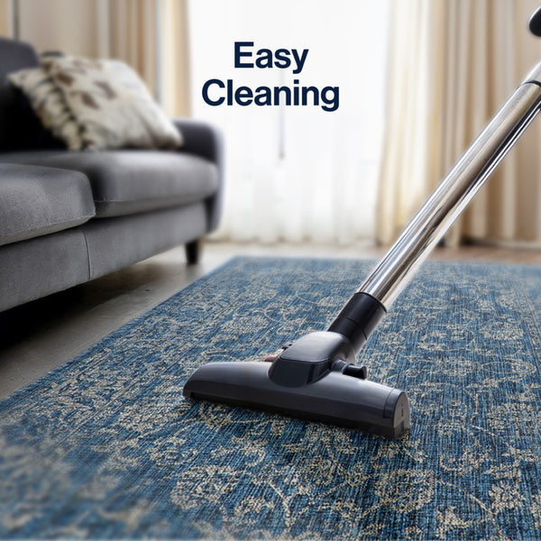 HomeRoots 5' Stylish Navy Blue and Gray Medallion Area Rug - Durable, Versatile for Indoor & Outdoor Spaces! 703806