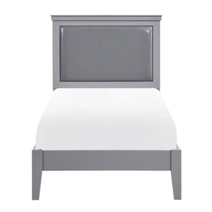 English Elm Classic Gray Twin Panel Bed With Upholstered Headboard - Stylish Wooden Bedroom Furniture Set 1Pc B011S01322