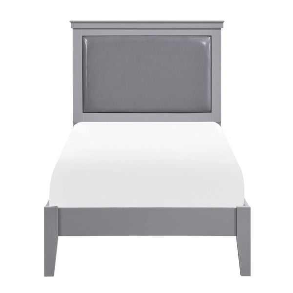 English Elm Classic Gray Twin Panel Bed With Upholstered Headboard - Stylish Wooden Bedroom Furniture Set 1Pc B011S01322