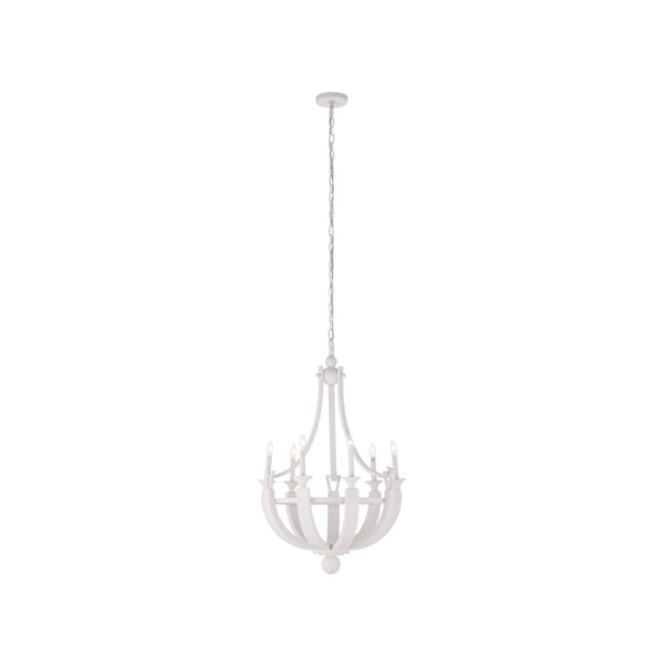 Chelsea House Lumiere Blanche 8-Bulb White Plaster Chandelier — Timeless Contemporary Fixture For Dining & Foyer (38" X 25") 70381