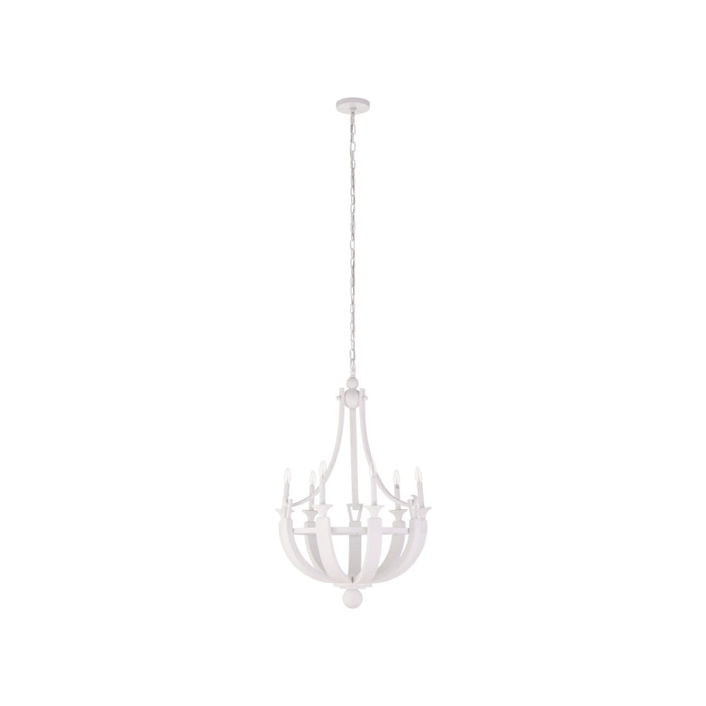 Chelsea House Lumiere Blanche 8-Bulb White Plaster Chandelier — Timeless Contemporary Fixture For Dining & Foyer (38" X 25") 70381