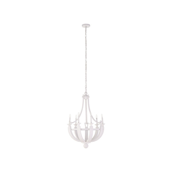 Chelsea House Lumiere Blanche 8-Bulb White Plaster Chandelier — Timeless Contemporary Fixture For Dining & Foyer (38" X 25") 70381
