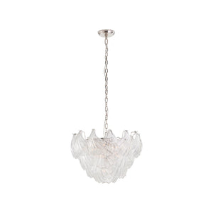 Chelsea House Shell Chandelier With Hand-Formed Glass Shades And Polished Nickel Finish, Sculptural Ambient Light 70382
