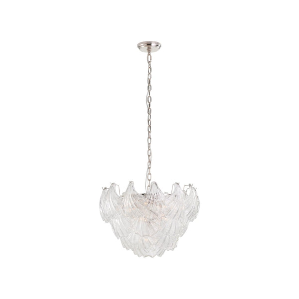 Chelsea House Shell Chandelier With Hand-Formed Glass Shades And Polished Nickel Finish, Sculptural Ambient Light 70382
