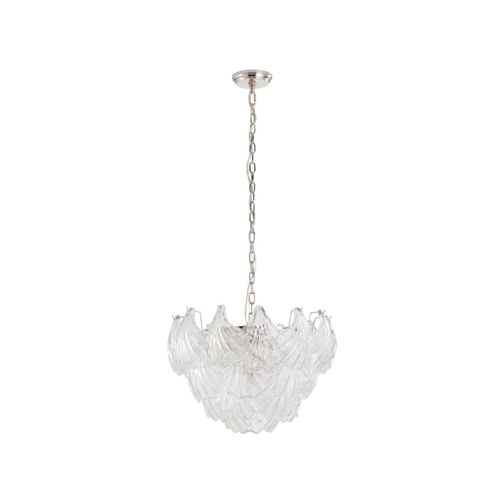 Chelsea House Shell Chandelier With Hand-Formed Glass Shades And Polished Nickel Finish, Sculptural Ambient Light 70382