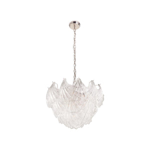 Chelsea House Shell Chandelier With Hand-Formed Glass Shades And Polished Nickel Finish, Sculptural Ambient Light 70382