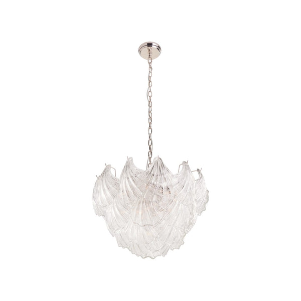 Chelsea House Shell Chandelier With Hand-Formed Glass Shades And Polished Nickel Finish, Sculptural Ambient Light 70382