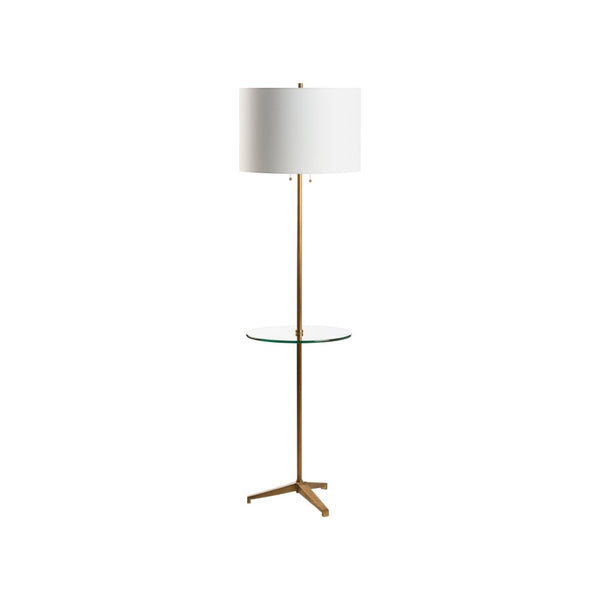Chelsea House Blythwood Aged Brass Floor Lamp With Integrated 16" Clear Glass Table — Classic Designer Accent Light 70384
