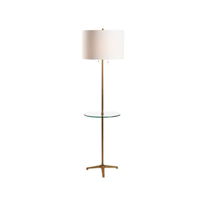 Chelsea House Blythwood Aged Brass Floor Lamp With Integrated 16" Clear Glass Table — Classic Designer Accent Light 70384