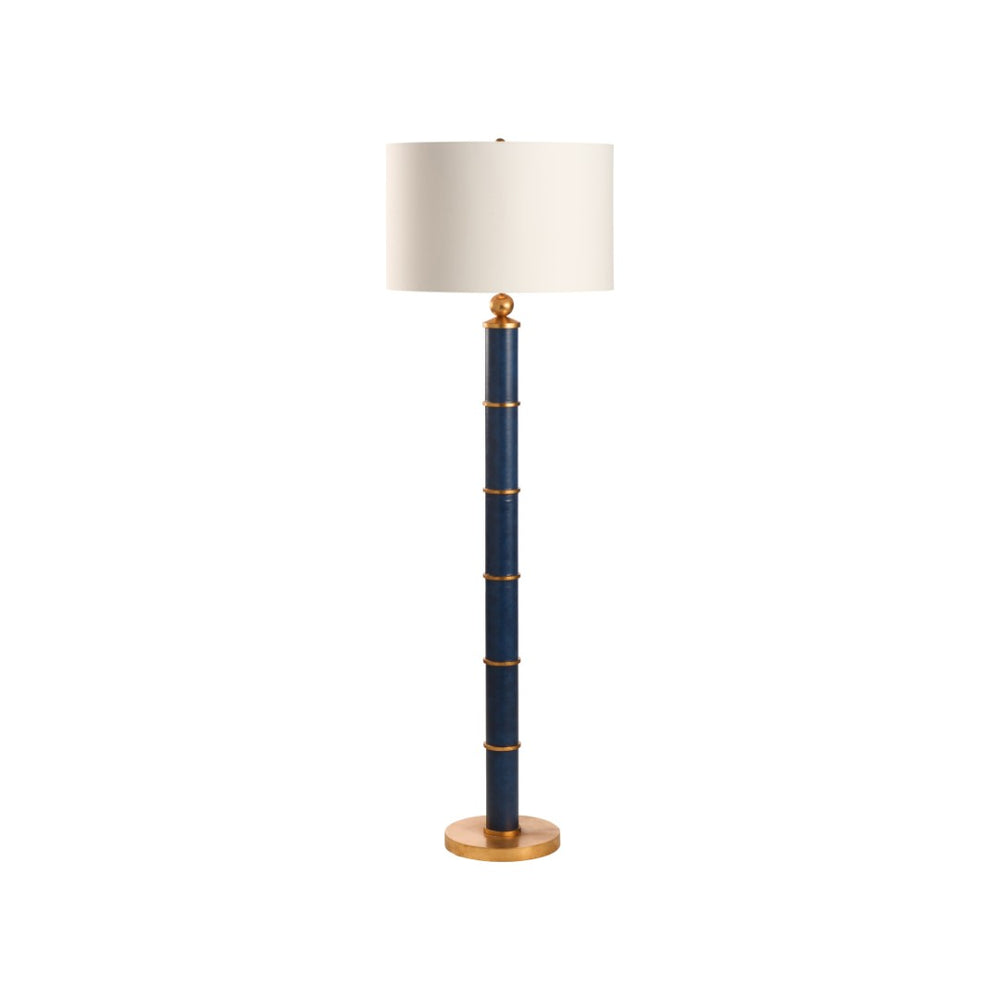 Chelsea House Leather Sculptural Floor Lamp In Navy Leather With Polished Gold Accents — Slim Statement Lighting For Living Rooms And Entryways 70386