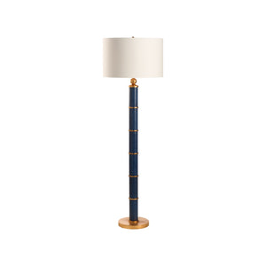Chelsea House Leather Sculptural Floor Lamp In Navy Leather With Polished Gold Accents — Slim Statement Lighting For Living Rooms And Entryways 70386