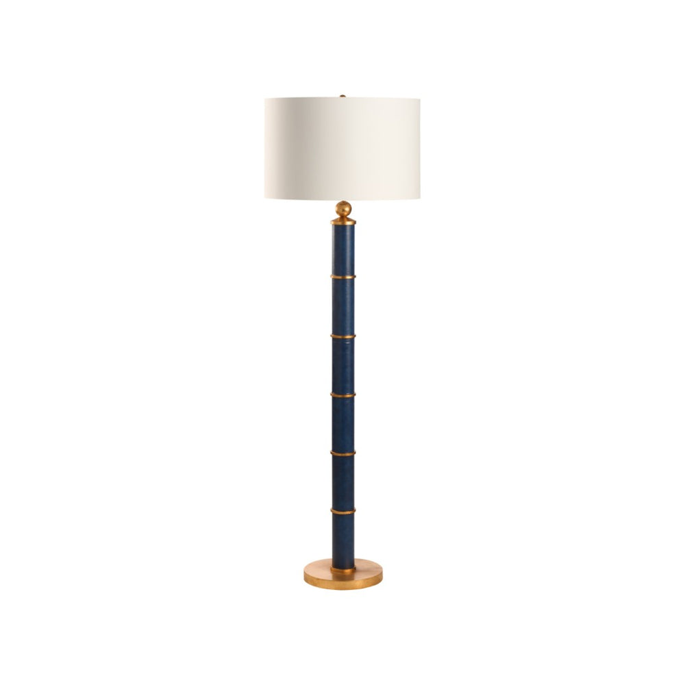 Chelsea House Leather Sculptural Floor Lamp In Navy Leather With Polished Gold Accents — Slim Statement Lighting For Living Rooms And Entryways 70386