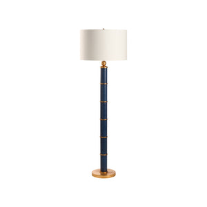 Chelsea House Leather Sculptural Floor Lamp In Navy Leather With Polished Gold Accents — Slim Statement Lighting For Living Rooms And Entryways 70386