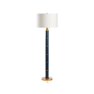 Chelsea House Leather Sculptural Floor Lamp In Navy Leather With Polished Gold Accents — Slim Statement Lighting For Living Rooms And Entryways 70386