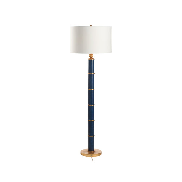 Chelsea House Leather Sculptural Floor Lamp In Navy Leather With Polished Gold Accents — Slim Statement Lighting For Living Rooms And Entryways 70386