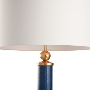 Chelsea House Leather Sculptural Floor Lamp In Navy Leather With Polished Gold Accents — Slim Statement Lighting For Living Rooms And Entryways 70386