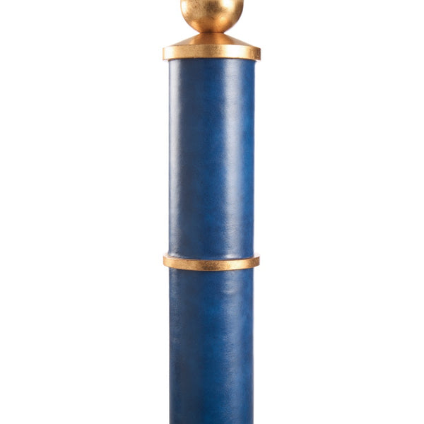 Chelsea House Leather Sculptural Floor Lamp In Navy Leather With Polished Gold Accents — Slim Statement Lighting For Living Rooms And Entryways 70386