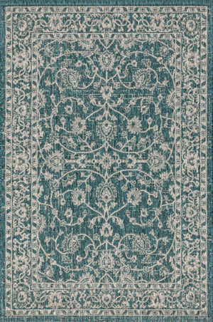 HomeRoots 5' X 8' Teal Blue and Gray Medallion Area Rug - Stylish Indoor/Outdoor Decor for Any Space 703861