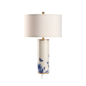 Chelsea House Butterfly Ceramic Table Lamp By Lisa Kahn – 28" Blue & White Floral Butterfly Design With Gold Accents 70388